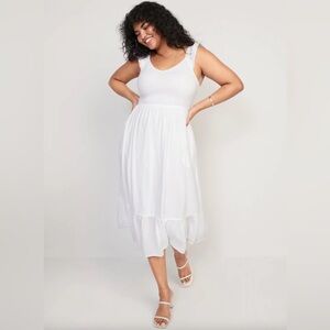 🌹White Sleeveless Midi Dress - Classic Summer Sundress